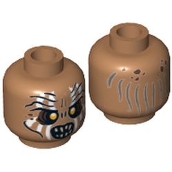 Minifig Head Orc, Painted Vertical Lines Print [Hollow Stud]