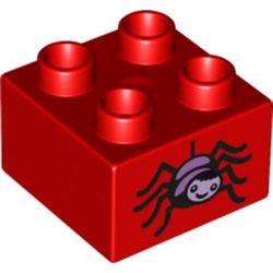LEGO part DUPLO BRICK 2X2 NO. 20 in Bright Red/ Red