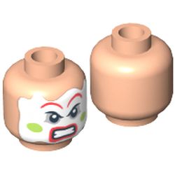 Minifig Head Henchman (Goon), Face Paint with Red Lips and Eyebrows, Green Cheeks, Angry Print