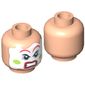 Minifig Head Henchman (Goon), Face Paint with Red Lips and Eyebrows, Green Cheeks, Angry Print