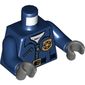 Torso Police Jacket and Gold Police Badge Print, Dark Blue Arms, Dark Bluish Gray Hands