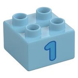 Duplo Brick 2 x 2 with '1' Print