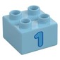 Duplo Brick 2 x 2 with '1' Print