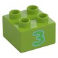 Duplo Brick 2 x 2 with '3' Print