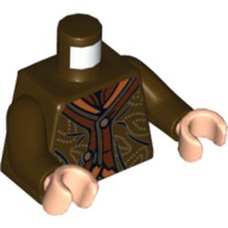 Torso Robe with Dark Red Trim Print, Dark Brown Arms, Light Nougat Hands