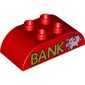 Duplo Brick 2 x 4 Curved Top with Gold 'BANK' and Pink Piggy Bank print
