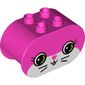Duplo Brick 2 x 4 x 2 Rounded Ends with Bunny Face with Green Eyes and Eyelashes Print