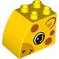Duplo Brick 2 x 3 x 2 with Curved Top and Dark Orange Spots and Giraffe Face Print on Both Sides