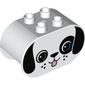 Duplo Brick 2 x 4 x 2 Rounded Ends with Dog Face with Black Ears and Blue Eyes Print