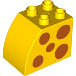 Duplo Brick 2 x 3 x 2 with Curved Top and Dark Orange Spots Print on Both Sides