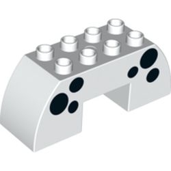 Duplo Brick 2 x 6 x 2 Curved with 2 x 2 Cutout on Bottom with Black Spots Print