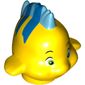 Animal, Fish with Small Eyes, Medium Blue Dorsal and Tail Fin and Blue Stripes on Top Print (Flounder / Fabius)
