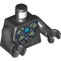 Torso Armor, Muscles and Blue Round Jewel (Chi) Print, Pearl Titanium Arms, Black Hands