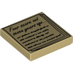 Tile 2 x 2 with 'Four score and seven years ago...' on Sheaf of Paper Print