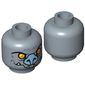 Minifig Head Braptor, Bat, Yellow Eyes, Gray Nose, Fangs Print [Hollow Stud]