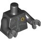 Torso Jacket with 3 Zippers, Minifig Head Police Badge, Radio and Belt Print (Print on Front Only), Black Arms, Dark Bluish Gray Hands