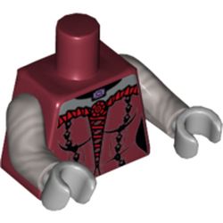 Torso Laced Corset with Red Frills, Pendant Print, Flat Silver Arms, Light Bluish Gray Hands