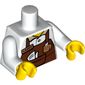 Torso Shirt, Reddish Brown Apron with Coffee Shop Badge, 'Larry' Name Badge, and Pocket Print, White Arms, Yellow Hands