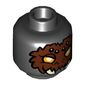 Minifig Head Spinlyn, Spider with Yellow Eyes, Dark Brown Fur, Black and White Spots and Fangs Print [Hollow Stud]