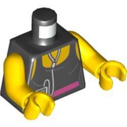 Torso Tank Top with Pink Belt and Music Player Print, Yellow Arms and Hands