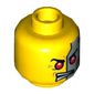 Minifig Head Cyrus Borg, Silver Head Plates and Red Eyes / Eyebrows and Crooked Smile Print