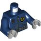 Torso Police Jacket with 3 Zippers, Minifig Head Badge, Radio and Belt with Pockets Print, Dark Blue Arms, Light Bluish Gray Hands