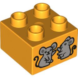 Duplo Brick 2 x 2 with Two Mice Print