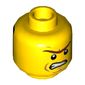 Minifig Head President Business (Lord), Dual Sided, Male, Connected Brow, Cheek Lines, Angry / Red Zigzag Line on Black Background Print [Hollow Stud]