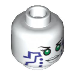 Minifig Head Pixal (P.I.X.A.L), Purple Circuitry, Green Eyes / Red Eyes Print