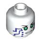 Minifig Head Pixal (P.I.X.A.L), Purple Circuitry, Green Eyes / Red Eyes Print