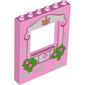 Panel 1 x 6 x 6 with Window with Light Pink Frame, Bricks, Crown, Butterfly, Roses and Leaves Print