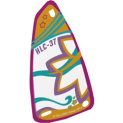 Sail, Windsurfer, Triangular with Flowers, Stars, Waves, and 'HLC-37' Print