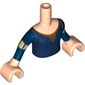 Minidoll Torso Girl with Dark Blue Princess Dress , Long Sleeves, Gold Armbands and Light Nougat Hands