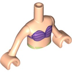 Minidoll Torso Girl with Dark Purple Shell Bikini Print, Light Nougat Arms and Hands