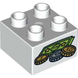 Duplo Brick 2 x 2 with Money Print