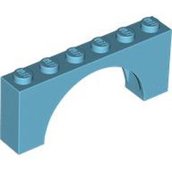 LEGO part 15254 Brick Arch 1 x 6 x 2 - Thin Top without Reinforced Underside [New Version] in Medium Azure