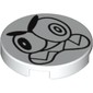 Tile Round 2 x 2 with Bottom Stud Holder with Scowling Nixel Face Print