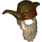 Hair and Hat, Bushy with Beard Long with White at Temples and Hat with 3 Flaps Print (Radagast)