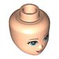 Minidoll Head with Light Blue Eyes, Eyelashes and Open Mouth Print