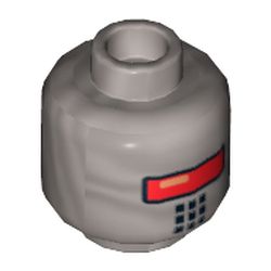 Minifig Head Robot SWAT, Red Visor and 9 Mouth Squares Print [Hollow Stud]