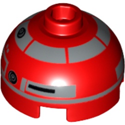 Brick Round 2 x 2 Dome Top, Hollow Stud with Silver Astromech Droid Print (R4-P22)