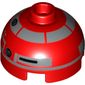 Brick Round 2 x 2 Dome Top, Hollow Stud with Silver Astromech Droid Print (R4-P22)
