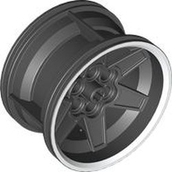 Wheel 56 x 34 Technic Racing Medium with 6 Pinholes and White Rim Edge Print [41999]