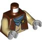 Torso Vest with Star Sheriff Badge and Blue Bandana Print, Tan Arms, Light Bluish Gray Hands