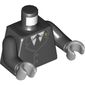 Torso Jacket Buttoned with Gold Badge on Collar, White Shirt and Black Tie Print, Black Arms, Light Bluish Gray Hands