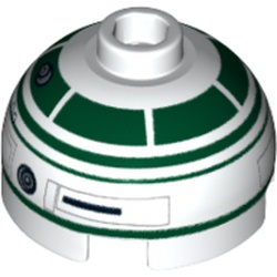 Brick Round 2 x 2 Dome Top, Hollow Stud with Dark Green Astromech Droid Print (R2-X2)