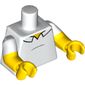 Torso, Dual Molded Arms, Shirt with Black Belly Bump and Collar Outline Print, White Sleeves Pattern, Yellow Arms and Hands