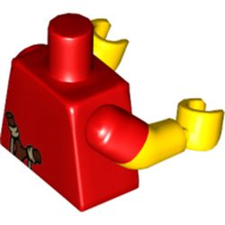 Lego Part G C H Pr Torso Dual Molded Arms Slingshot On Back Print Red Sleeves