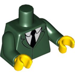 Torso Jacket, White Shirt and Black Necktie Print, Dark Green Arms, Yellow Hands