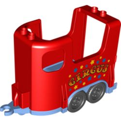 Duplo Horse Trailer with Medium Blue Base and Stars and 'CIRCUS' Print